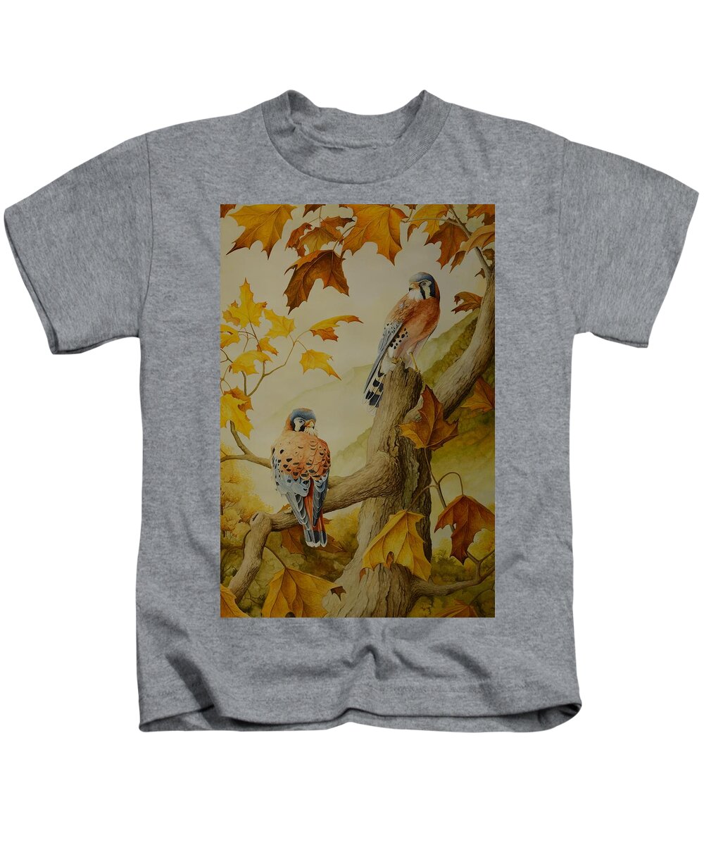 Bird Kids T-Shirt featuring the painting Appalachian Autumn by Charles Owens