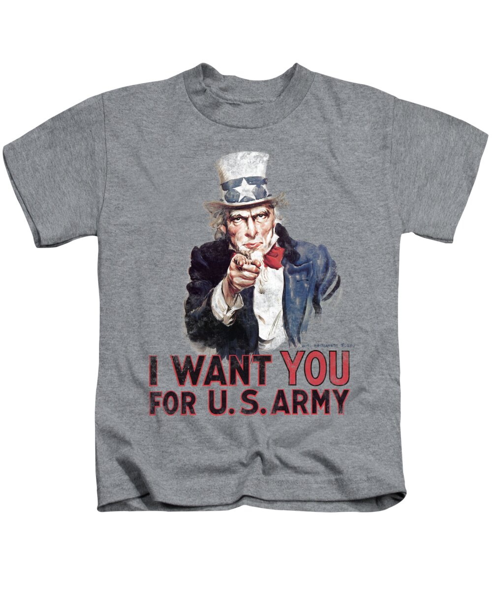  Kids T-Shirt featuring the digital art Army - I Want You by Brand A