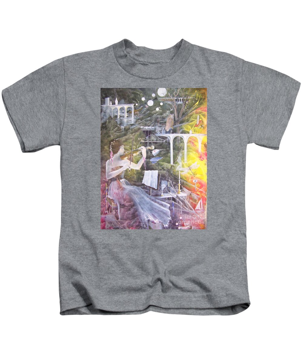 Girl Kids T-Shirt featuring the painting Aubry's Nocturne by Jackie Mueller-Jones