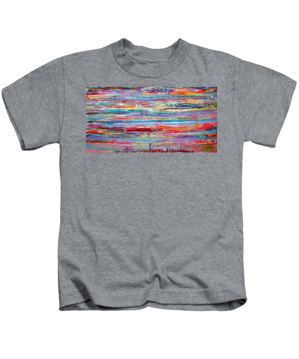 Art Kids T-Shirt featuring the painting Autumn In Manhattan by Jack Diamond