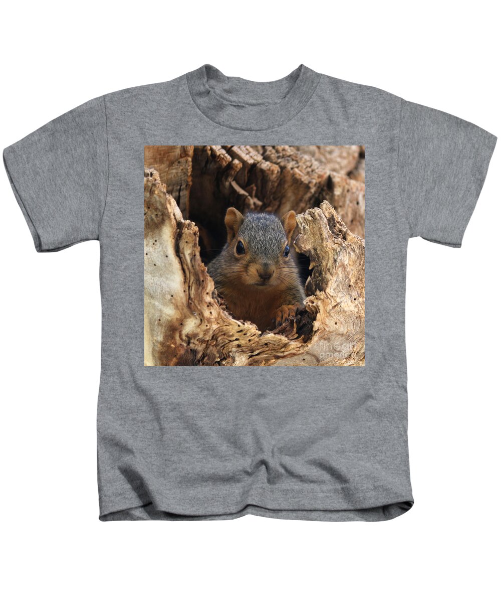 Squirrel Kids T-Shirt featuring the photograph Baby fox squirrel by Lori Tordsen