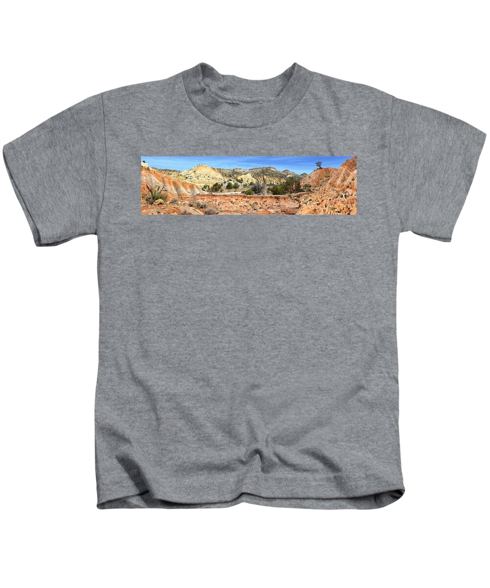 Desert Kids T-Shirt featuring the photograph Backroads Utah Panoramic by Mike McGlothlen