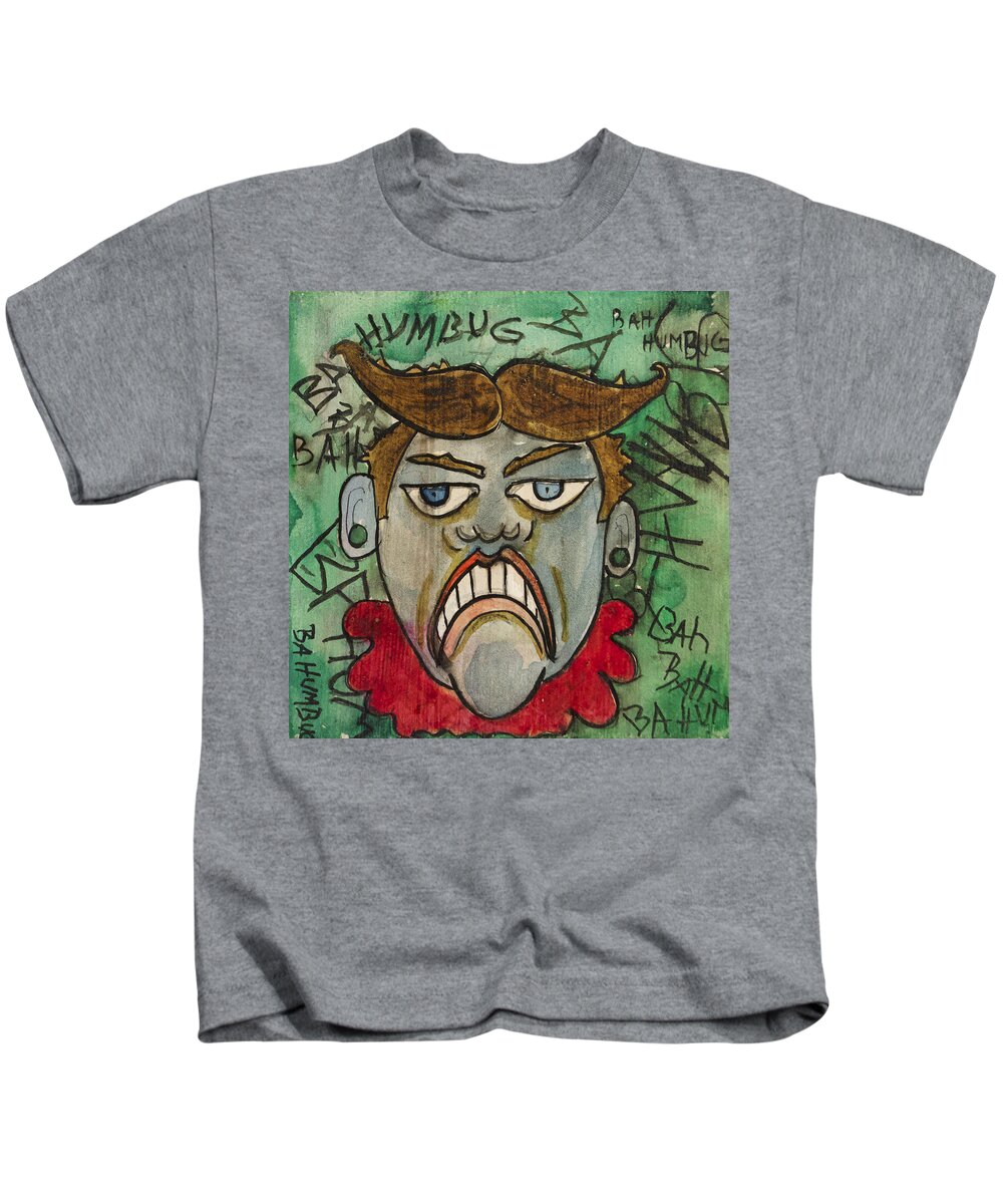 Tillie Kids T-Shirt featuring the painting BahHumbug Tillie by Patricia Arroyo