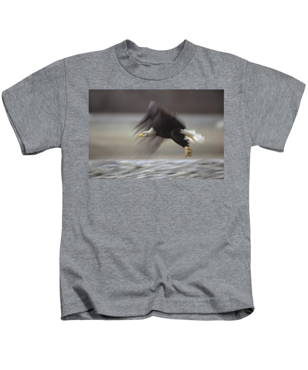 Feb0514 Kids T-Shirt featuring the photograph Bald Eagle Flying Alaska by Gerry Ellis