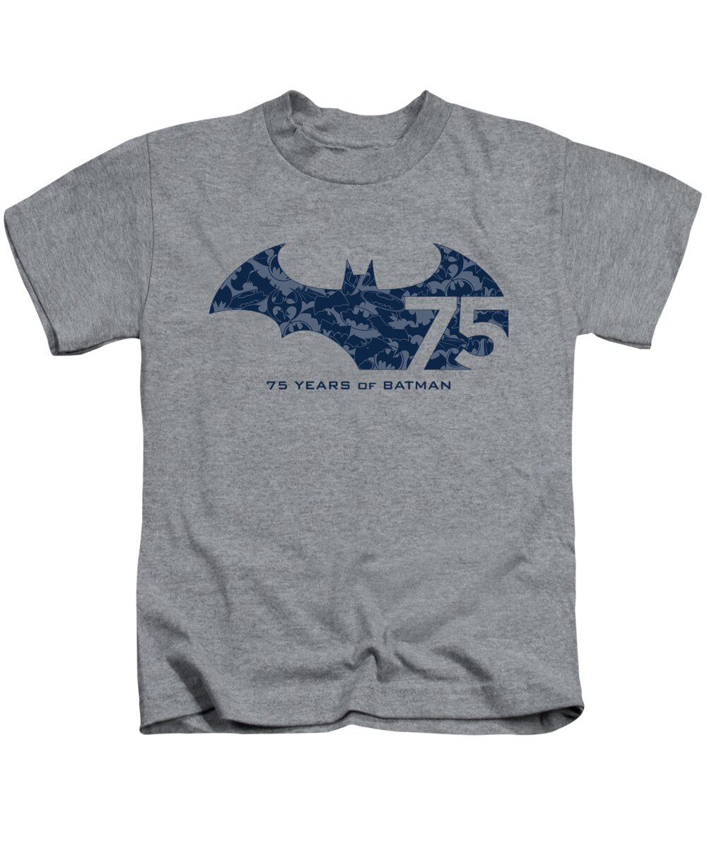  Kids T-Shirt featuring the digital art Batman - 75 Year Collage by Brand A