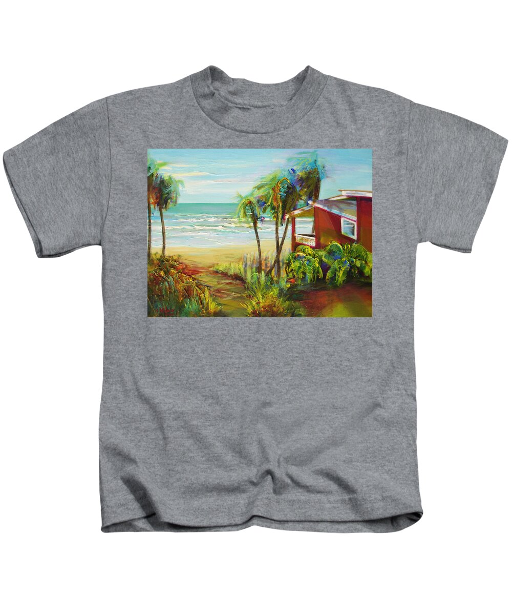 Abstract Kids T-Shirt featuring the painting Beach House by Cynthia McLean