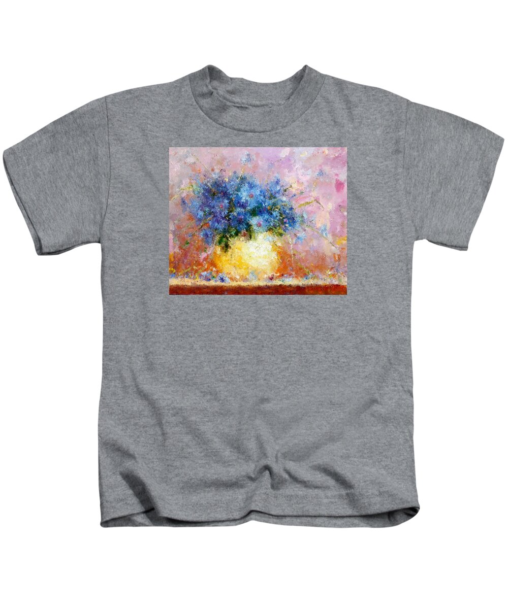 Expressionism Kids T-Shirt featuring the painting Beautiful Cornflower Expressionism by Georgiana Romanovna