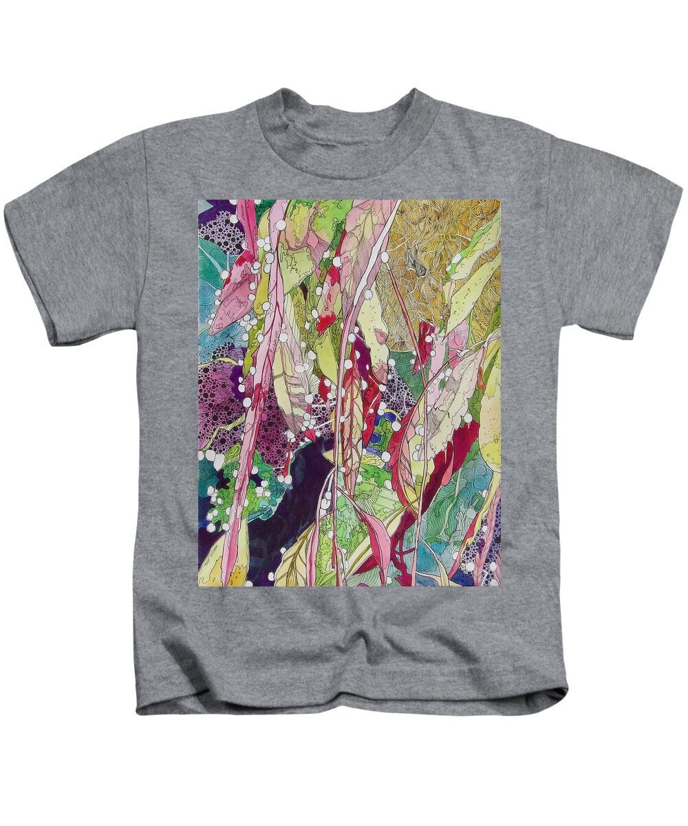 Pen And Ink Kids T-Shirt featuring the mixed media Berries and Cactus by Terry Holliday