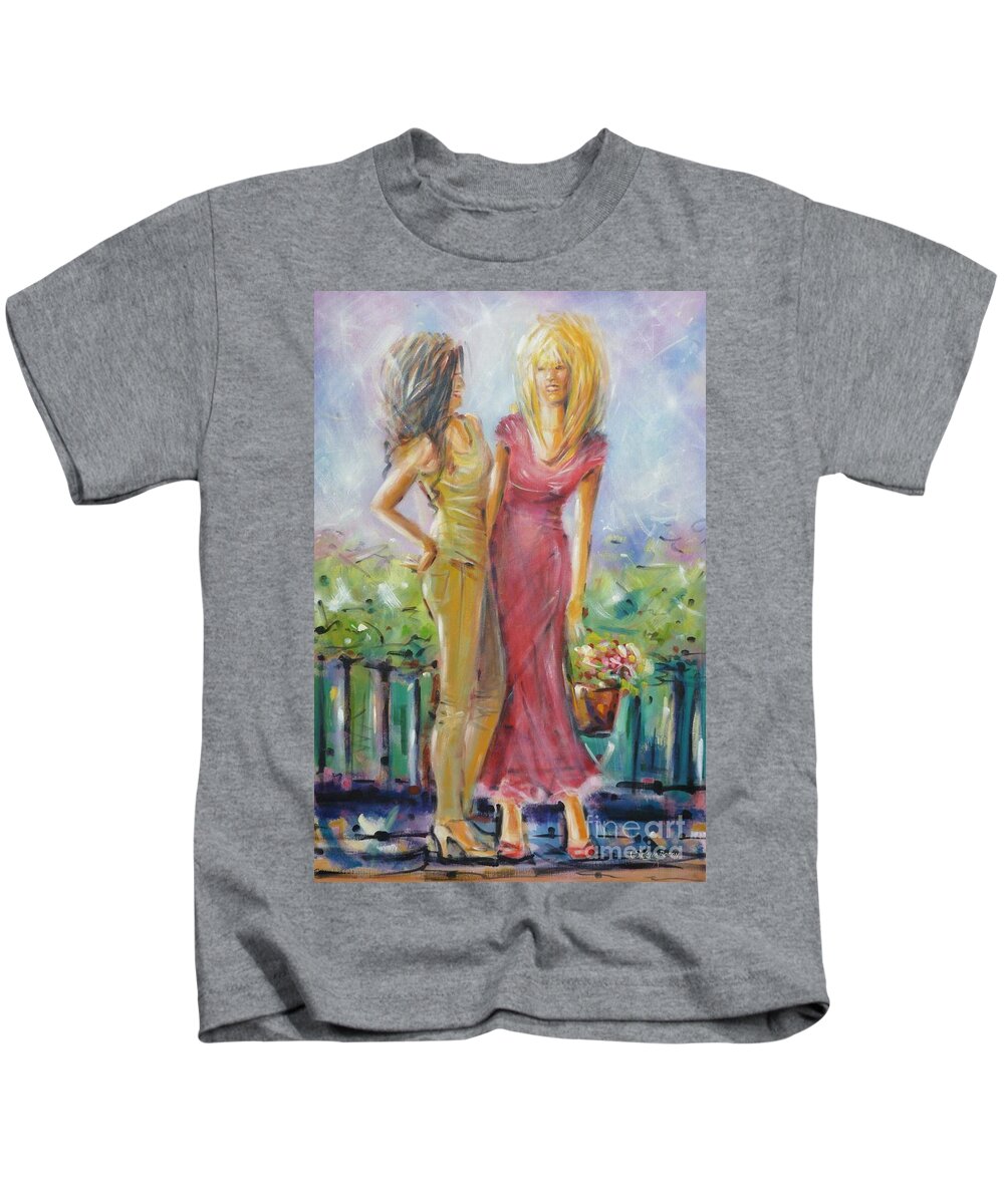 Women Kids T-Shirt featuring the painting Best Friends 171008 by Selena Boron