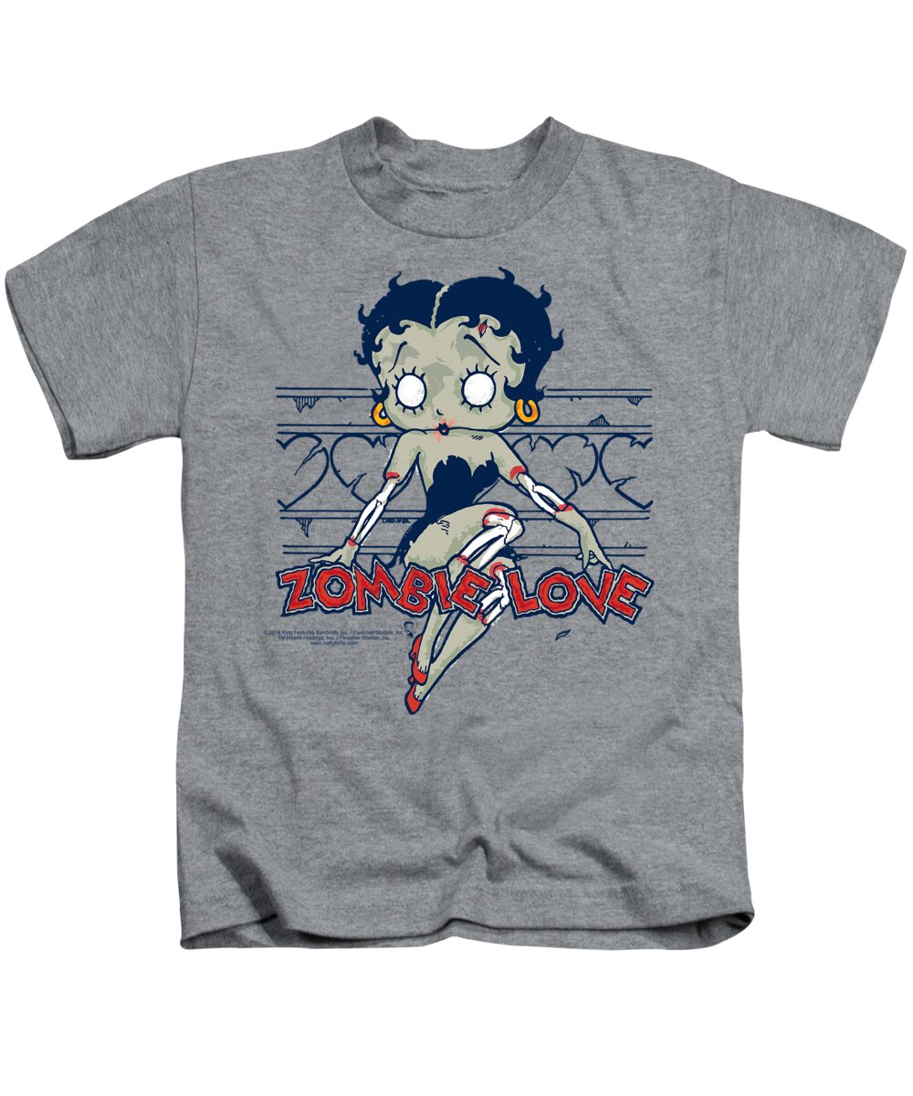 Kids T-Shirt featuring the digital art Betty Boop - Zombie Pinup by Brand A