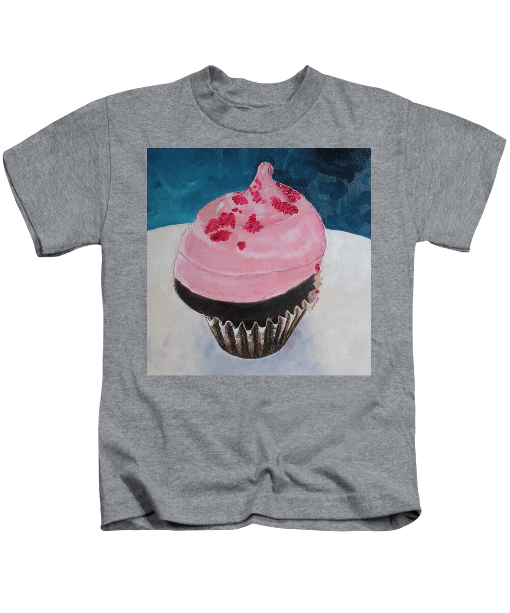 Cupcake Kids T-Shirt featuring the painting Bite Me by Claudia Goodell