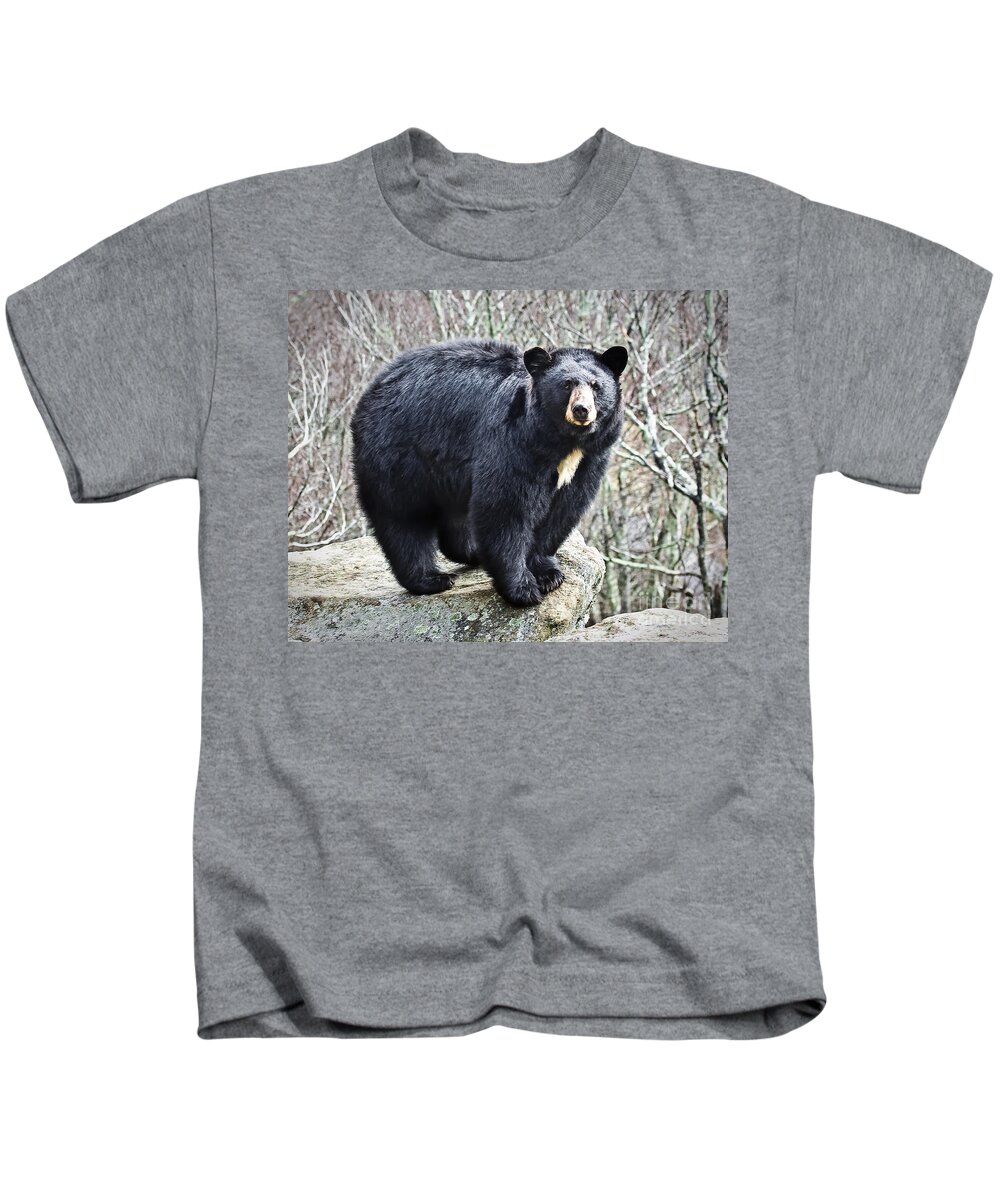 Black Bear Kids T-Shirt featuring the photograph Black Bear by Ronald Lutz