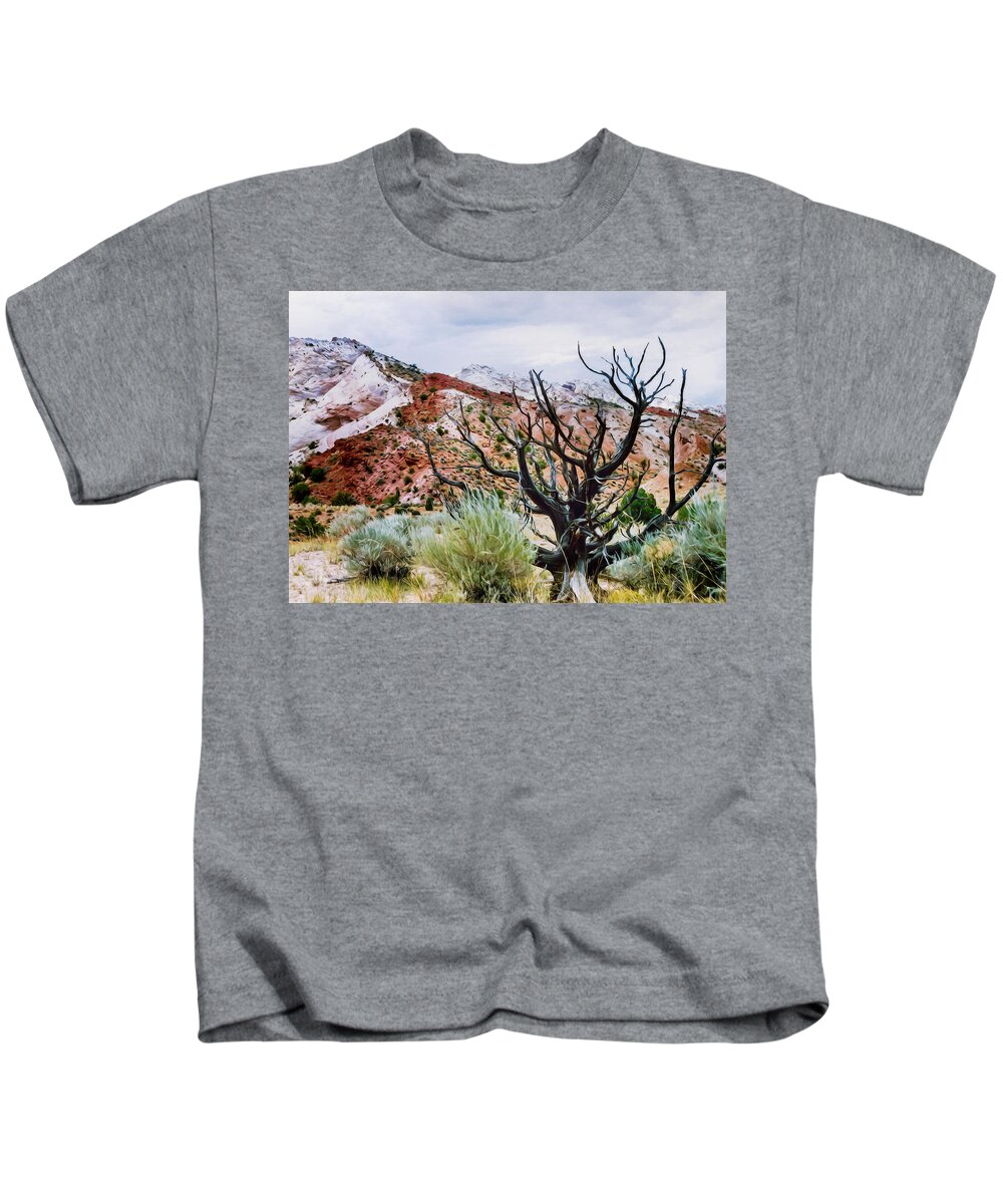 Desert Landscapes Kids T-Shirt featuring the photograph Black Juniper by Kathleen Bishop