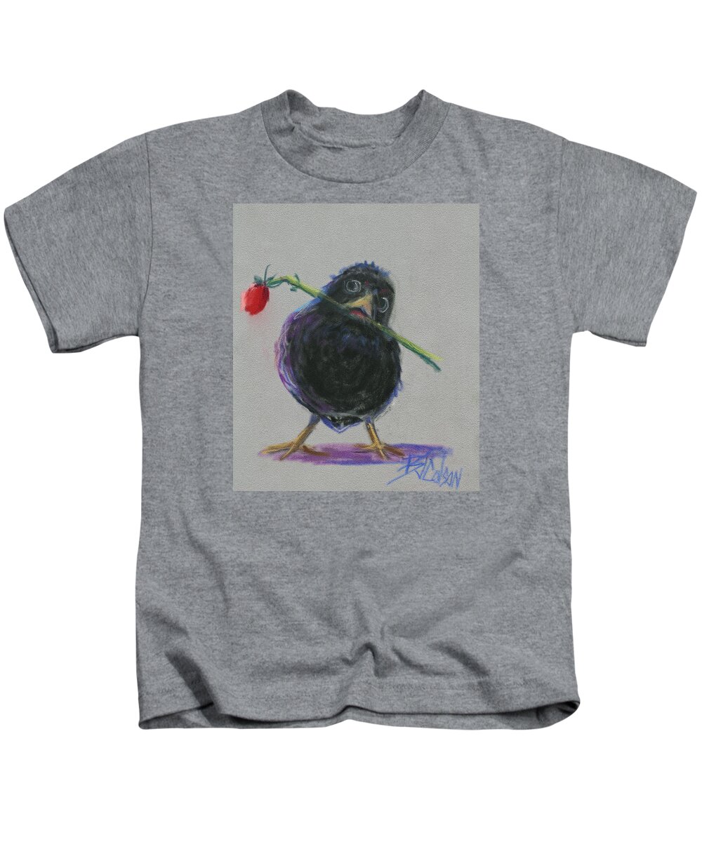 Blackbird Kids T-Shirt featuring the painting Blackbird Love by Billie Colson