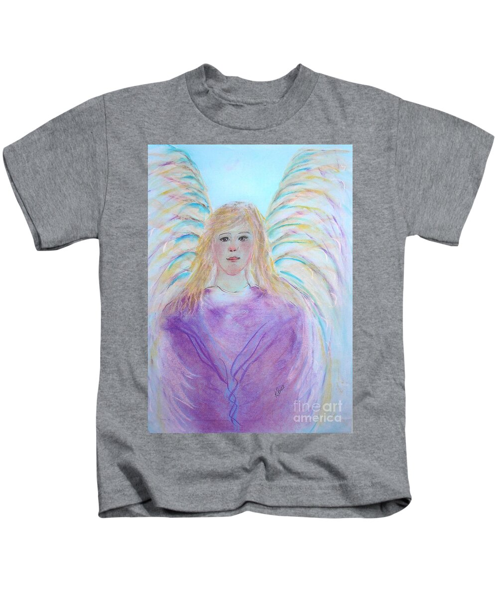 Angel Kids T-Shirt featuring the painting Blue Angel by Karen Jane Jones