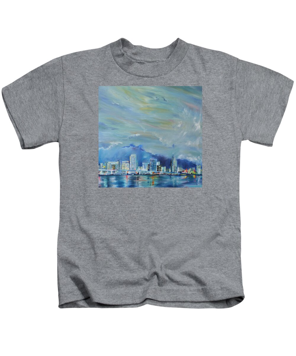 Miami Kids T-Shirt featuring the painting Blue Miami by Ksenia VanderHoff