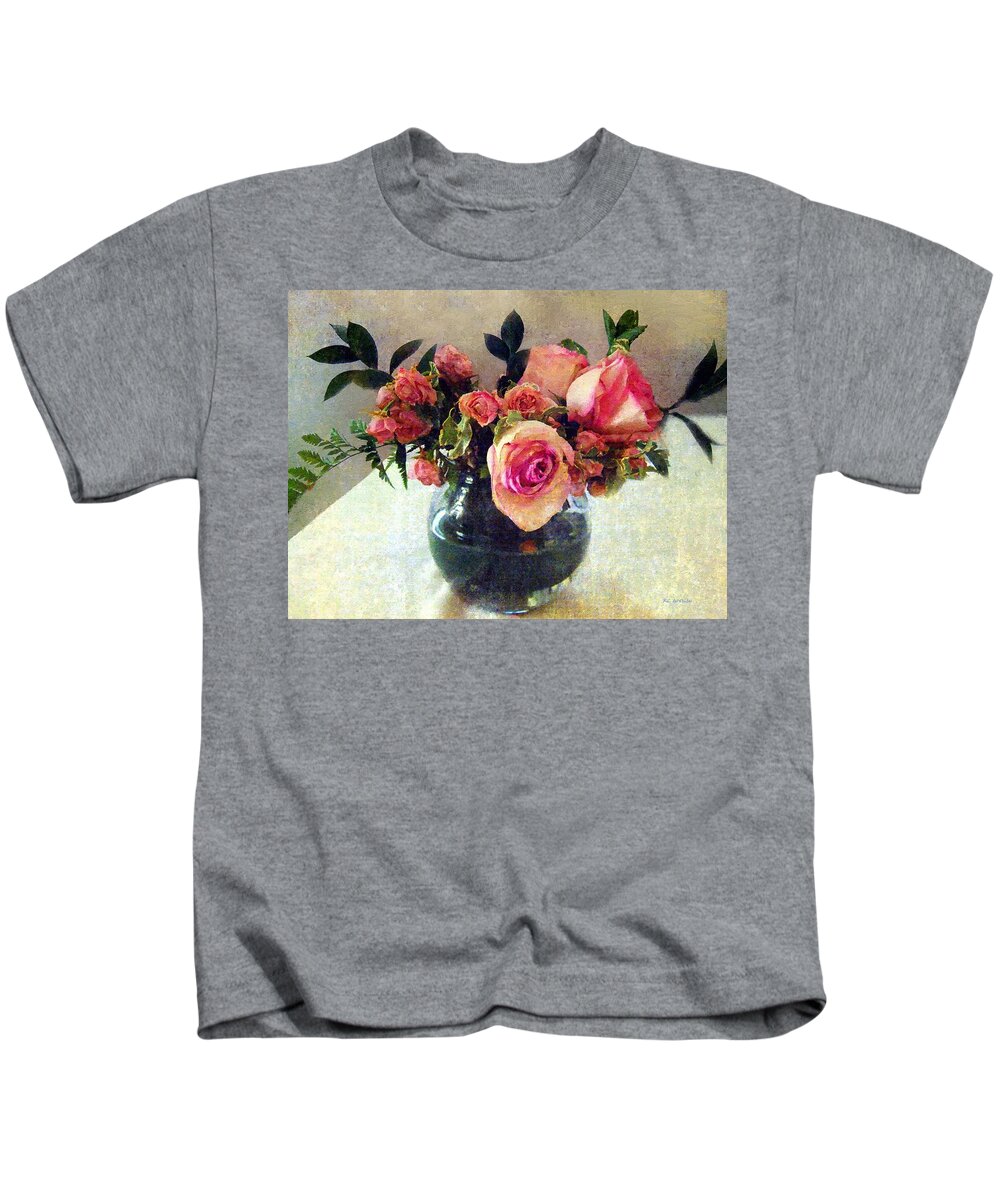 Roses Kids T-Shirt featuring the painting Bowl Full of Roses by RC DeWinter
