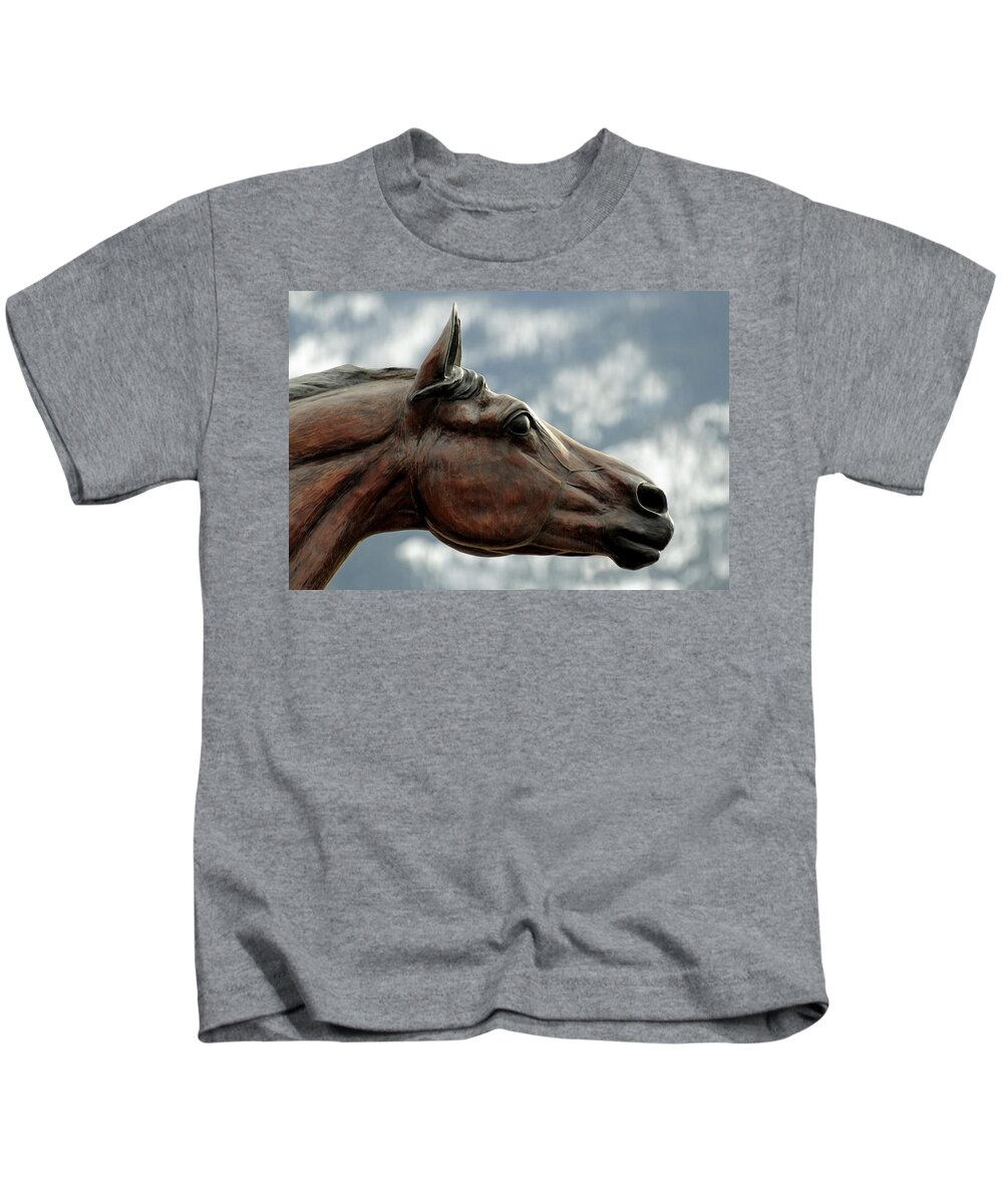 Art Galleries Kids T-Shirt featuring the photograph Bronze Stallion, Joseph Oregon by Theodore Clutter