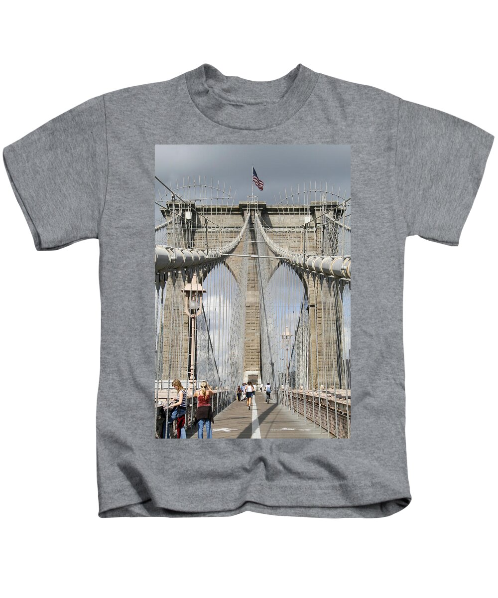 Brooklyn Bridge Kids T-Shirt featuring the photograph Brooklyn Bridge by Sue Leonard