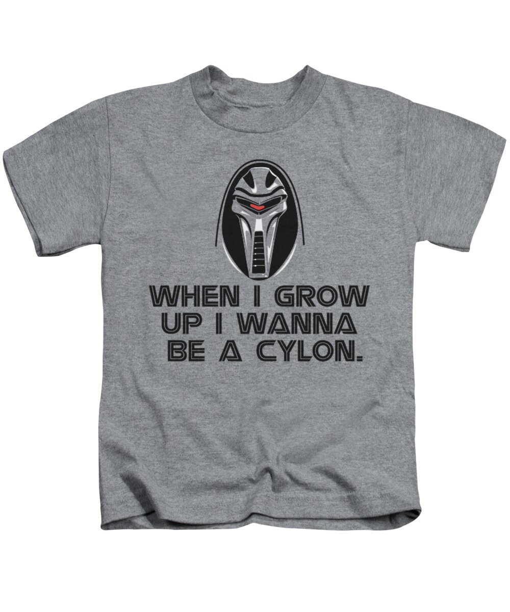  Kids T-Shirt featuring the digital art Bsg - Grow Up Cylon by Brand A
