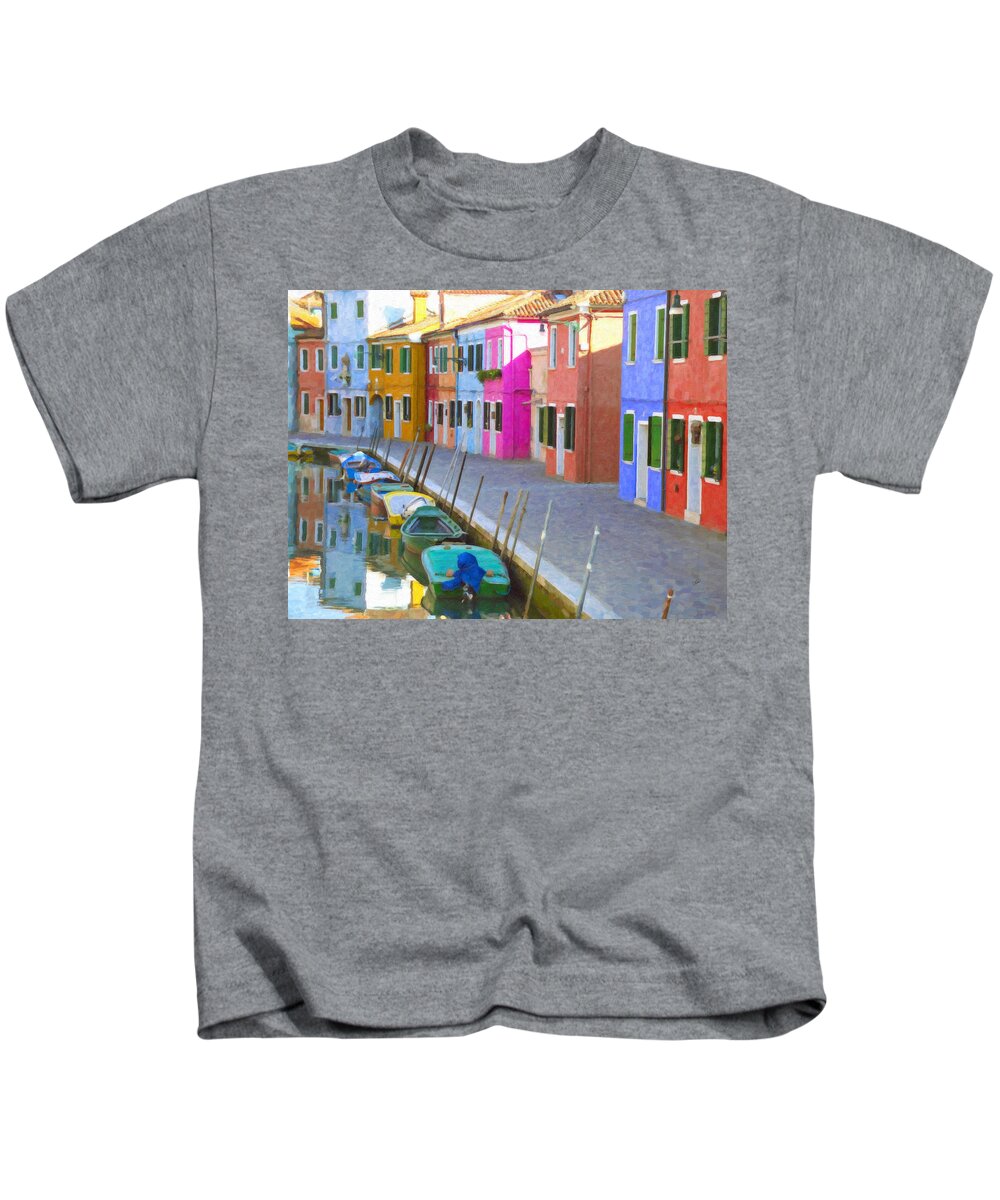 Architectural Kids T-Shirt featuring the painting Murano District Venice Italy by Dean Wittle