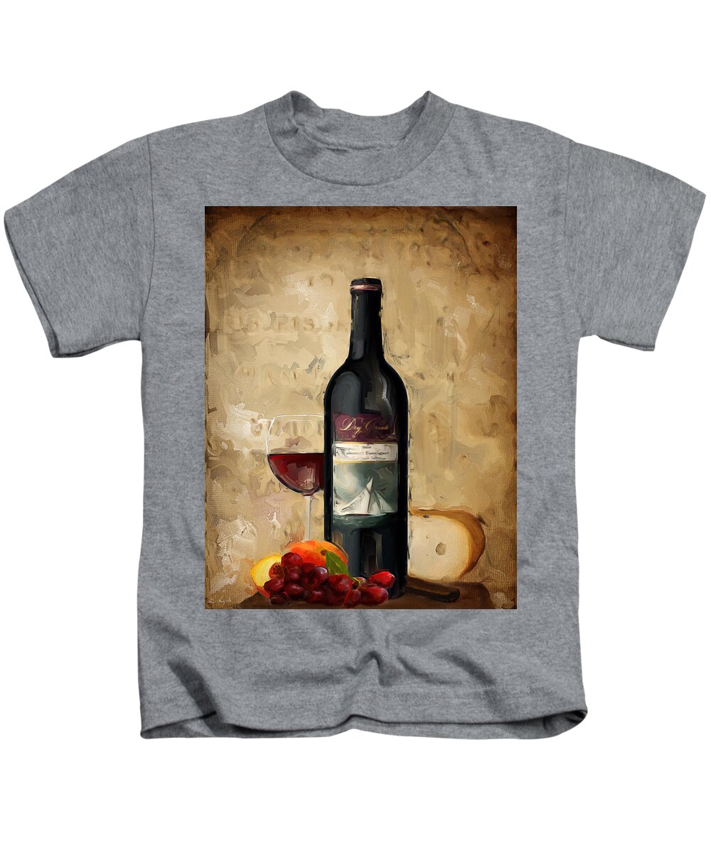 Wine Kids T-Shirt featuring the painting Cabernet IV by Lourry Legarde