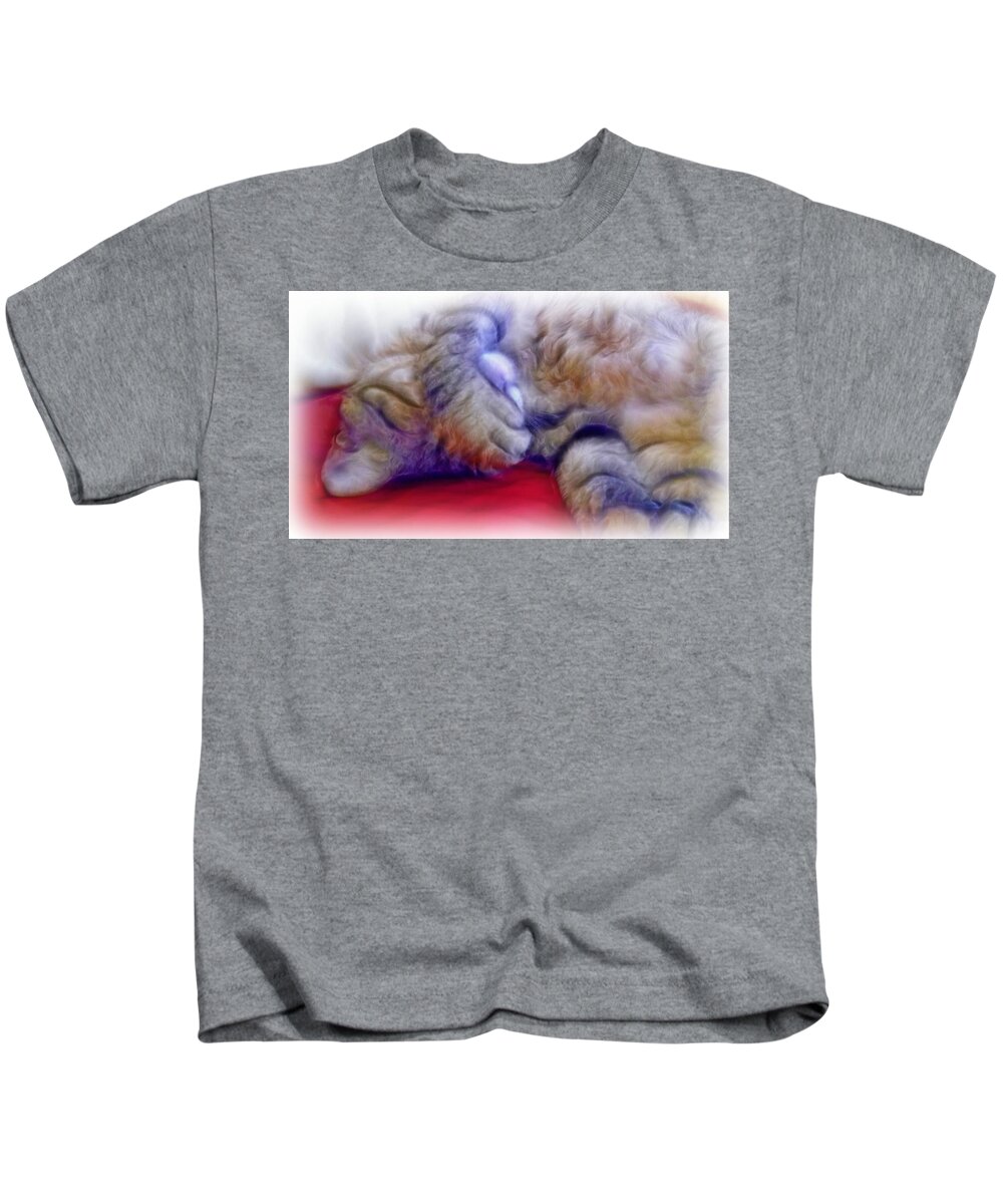 Cat Kids T-Shirt featuring the photograph Camera Shy Kitty by Lilia S