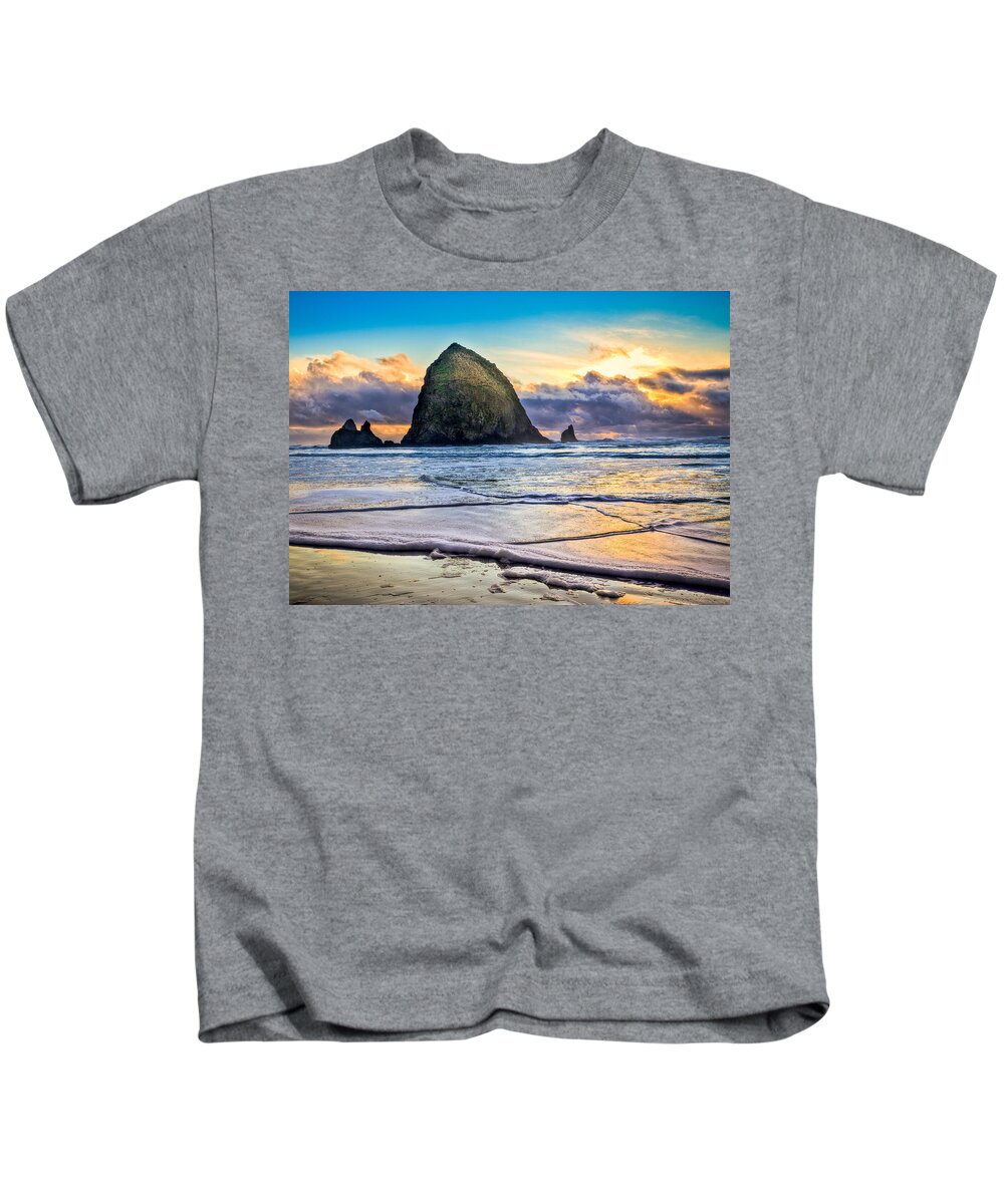 Oregon Kids T-Shirt featuring the photograph Cannon Beach by Niels Nielsen