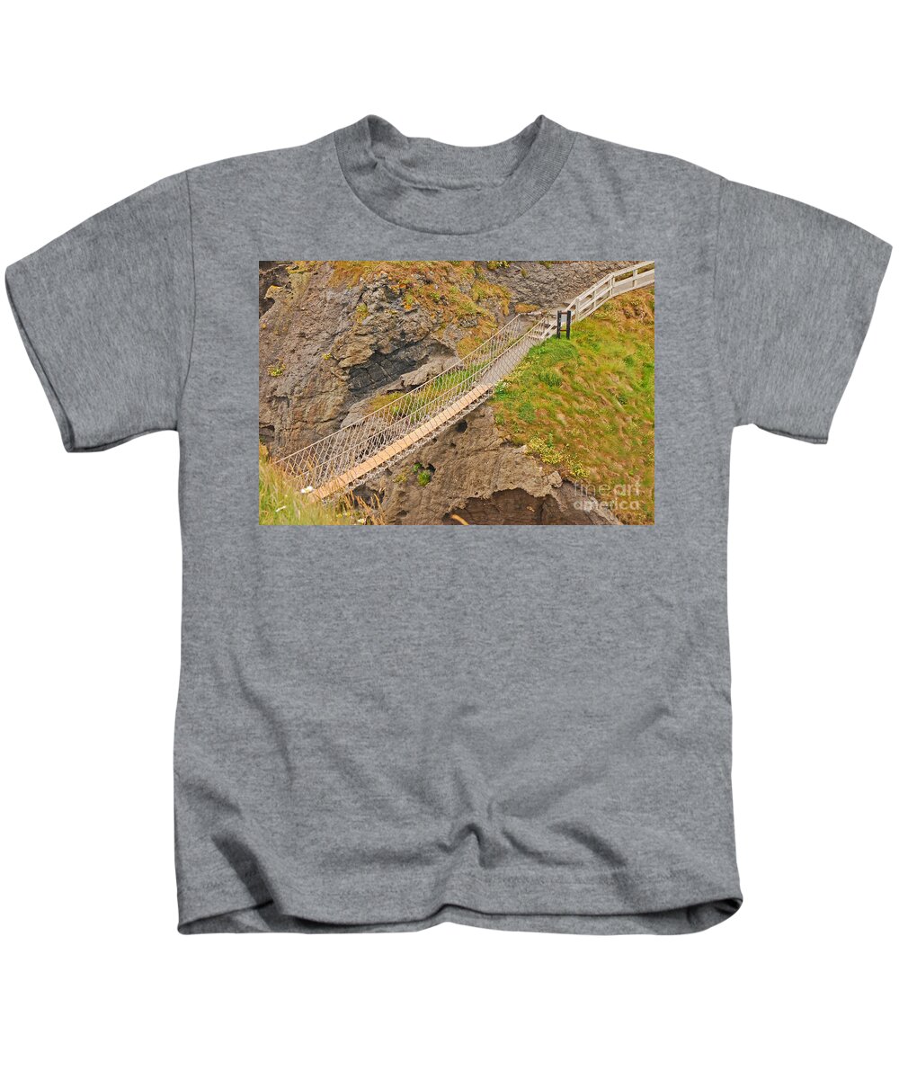 Bridge Kids T-Shirt featuring the photograph Carrick-A-Rede Rope Bridge by Mary Carol Story