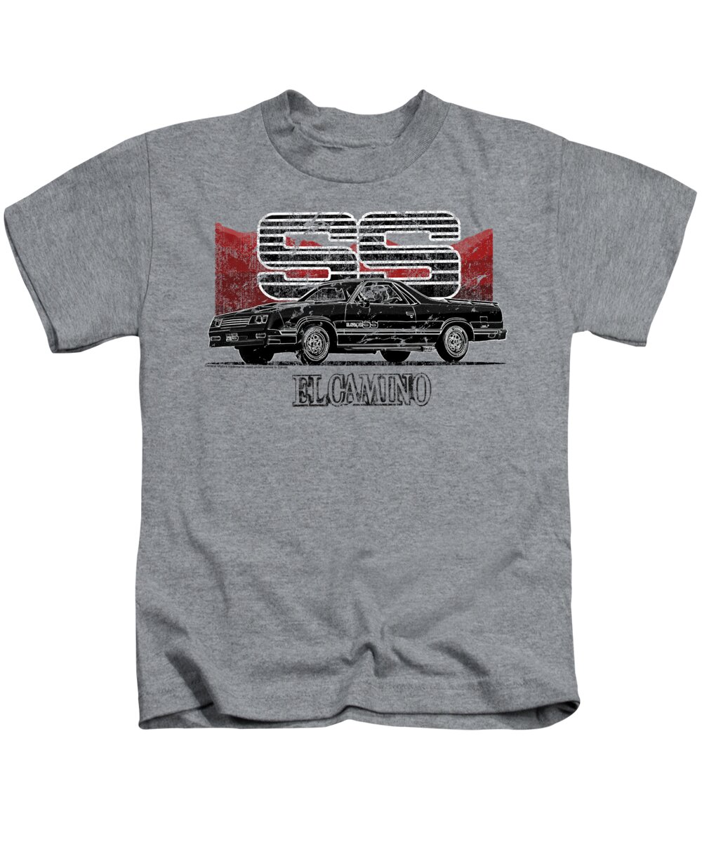  Kids T-Shirt featuring the digital art Chevrolet - El Camino Ss Mountains by Brand A