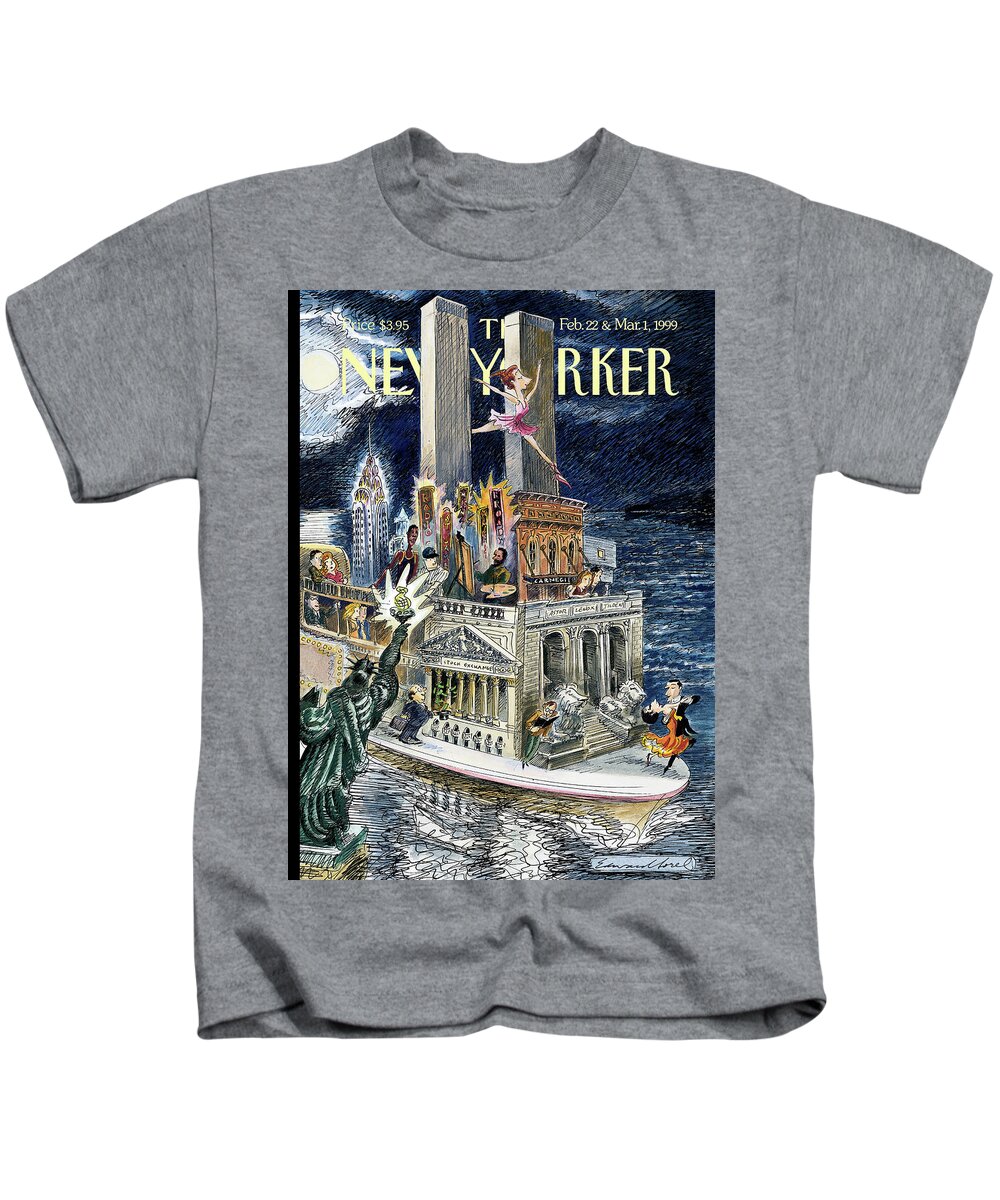 City Of Dreams Kids T-Shirt featuring the painting City Of Dreams by Edward Sorel