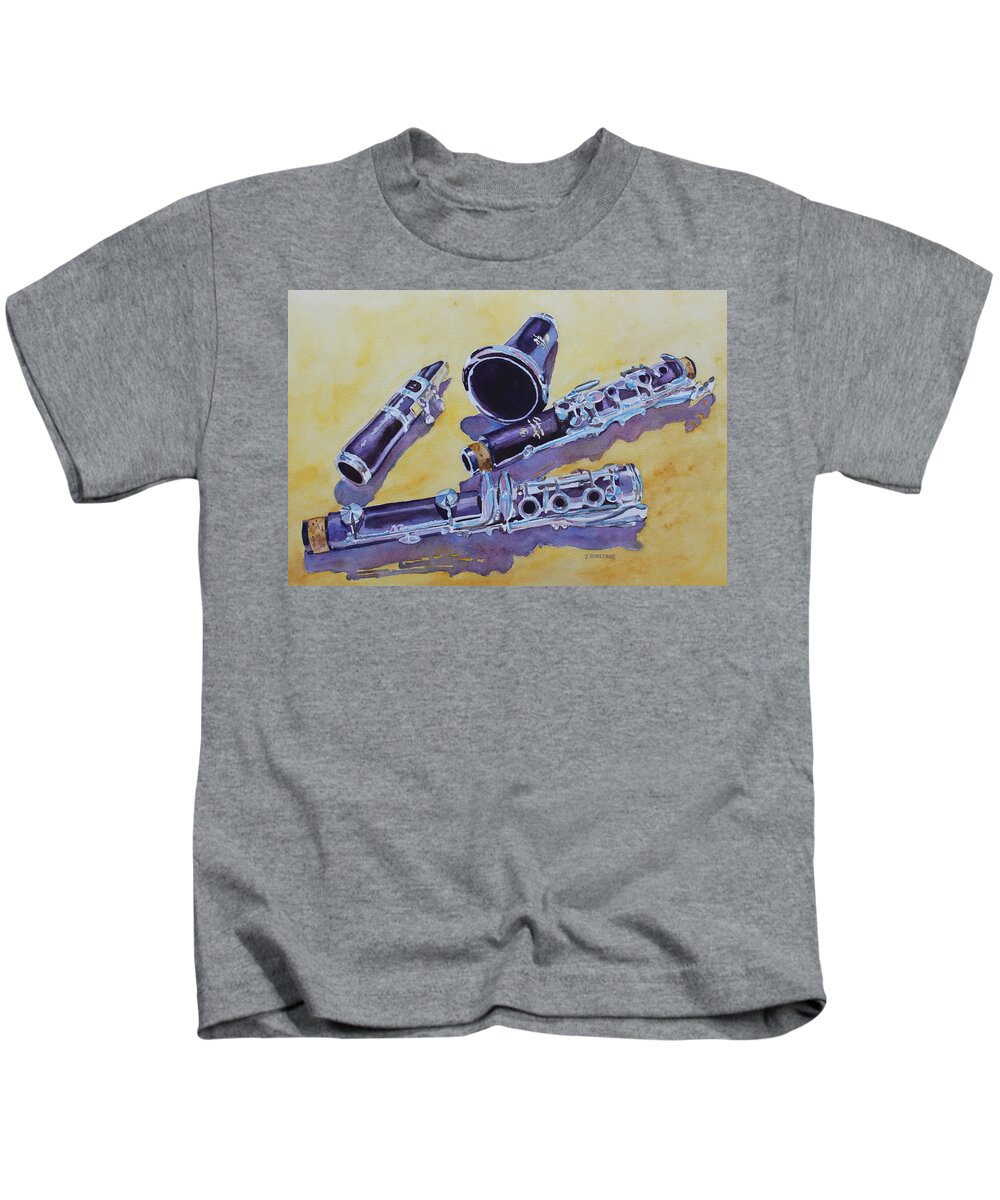 Instrument Kids T-Shirt featuring the painting Clarinet Candy by Jenny Armitage