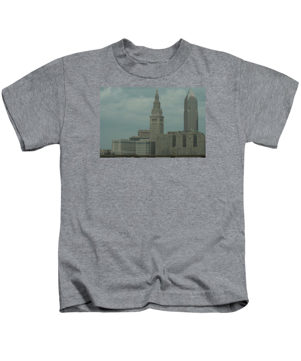 Cleveland Kids T-Shirt featuring the photograph Cleveland Ohio Skyscrapers by Valerie Collins