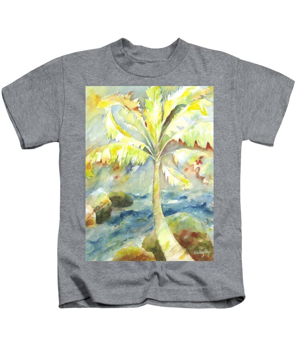 Palm Tree Kids T-Shirt featuring the painting Coconut Palm by Kelly Perez