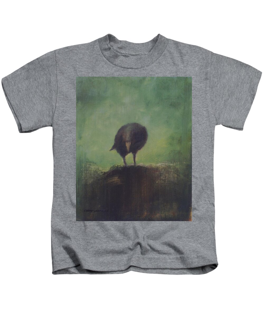 Crow Kids T-Shirt featuring the painting Crow 12 by David Ladmore