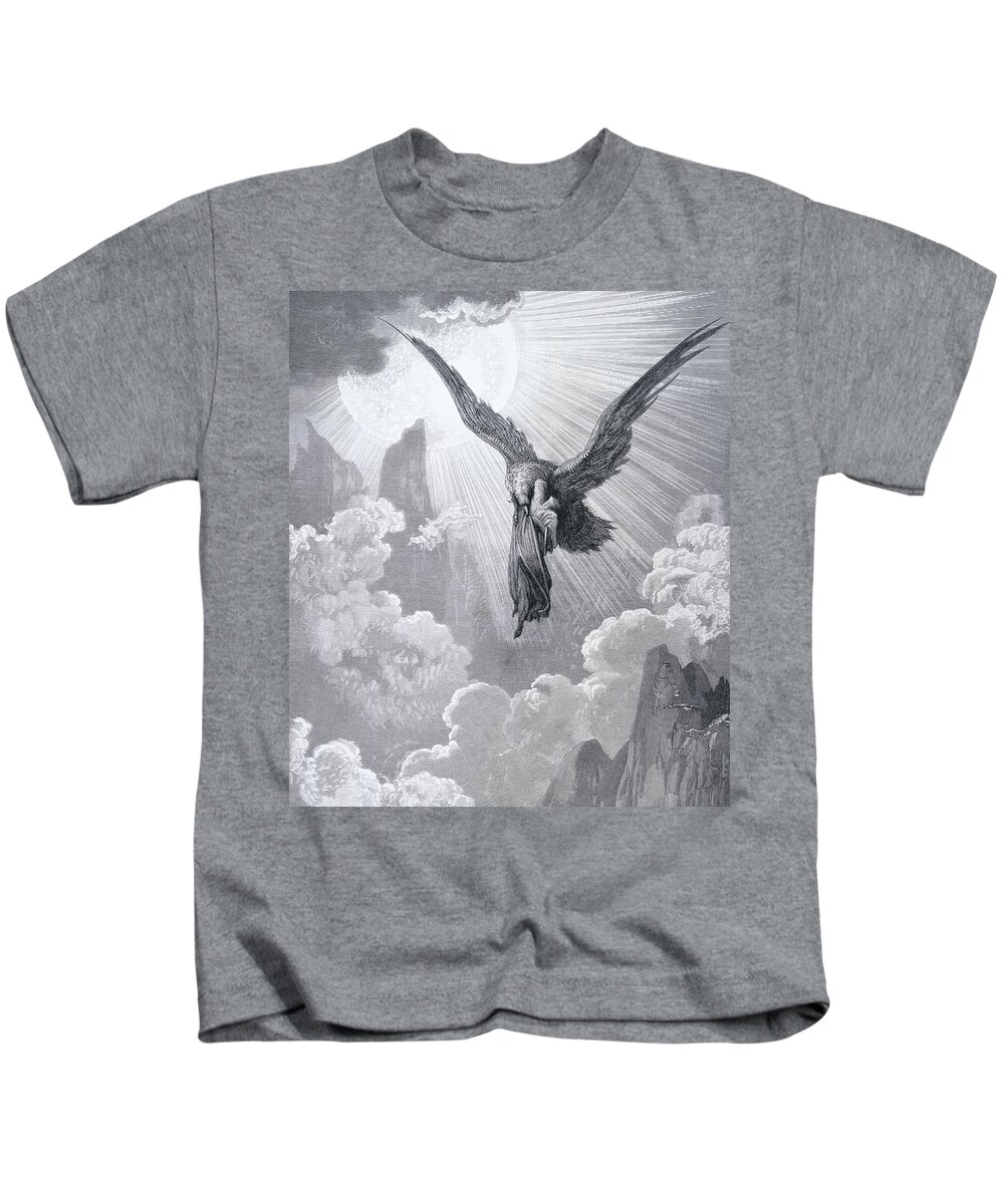 Dante And The Eagle Kids T-Shirt featuring the painting Dante and the Eagle by Gustave Dore