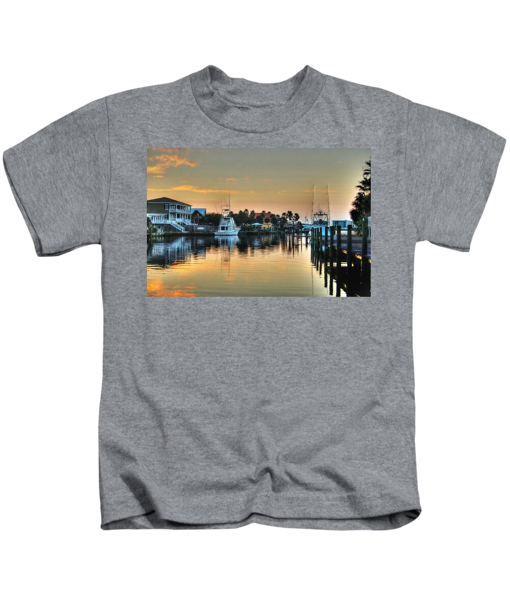 Alabama Kids T-Shirt featuring the photograph Dawn on a Orange Beach Canal by Michael Thomas