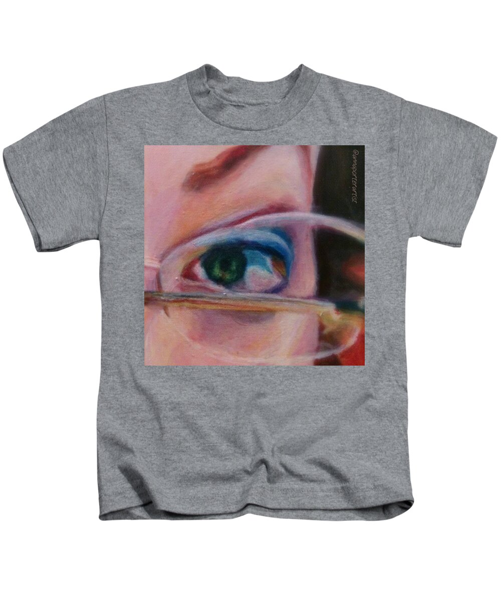 Portraits Kids T-Shirt featuring the photograph Detail From Portrait of Chrissy an acrylic painting by Anna Porter Artist by Anna Porter