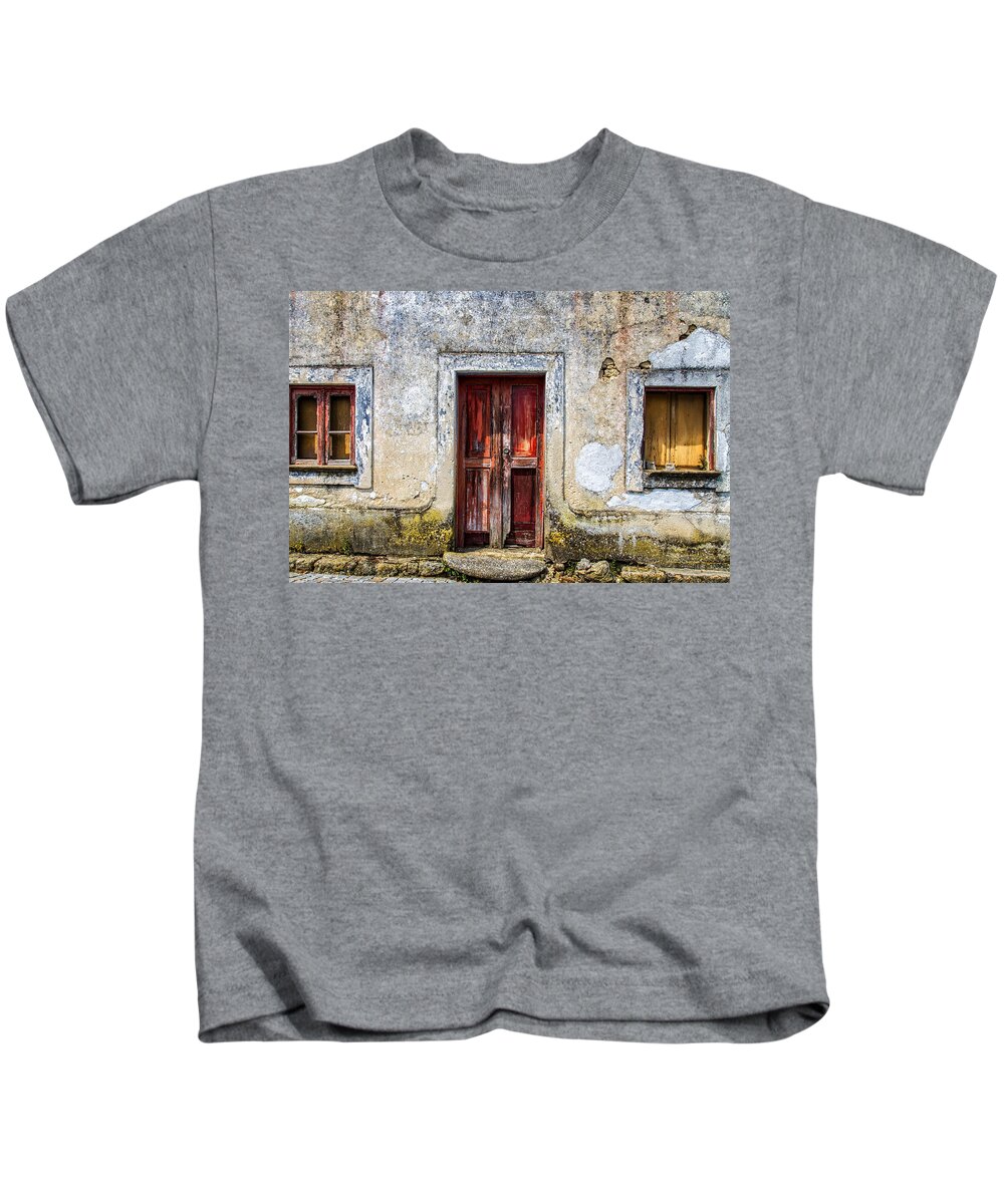 Antique Kids T-Shirt featuring the photograph Door and windows by Paulo Goncalves