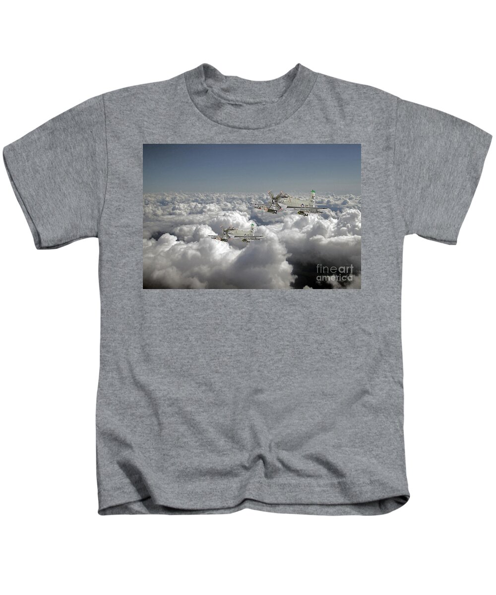 Douglas Skyraider Kids T-Shirt featuring the digital art Douglas Skyraider by Airpower Art