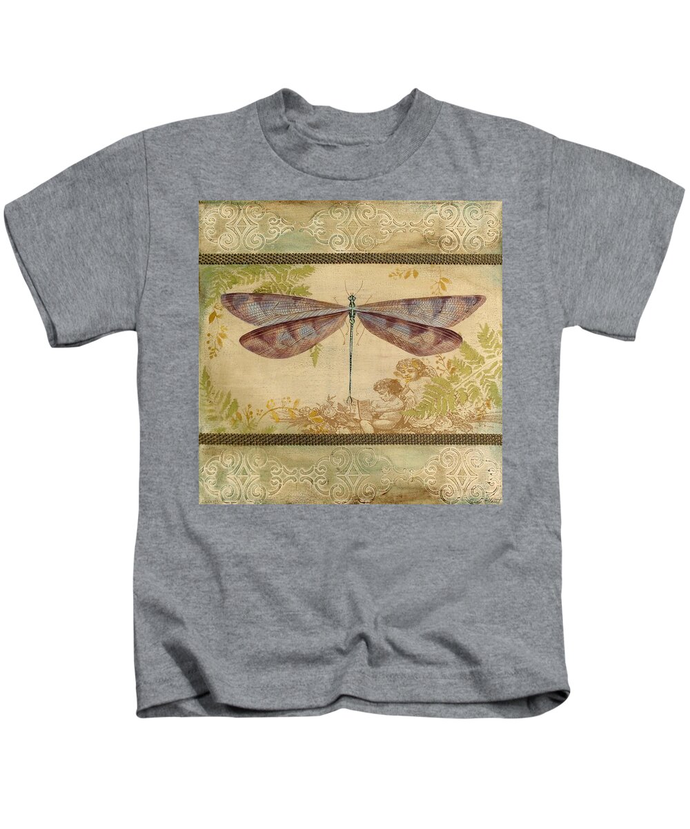 Acrylic Painting Kids T-Shirt featuring the painting Dragonfly and the Angel-4 by Jean Plout