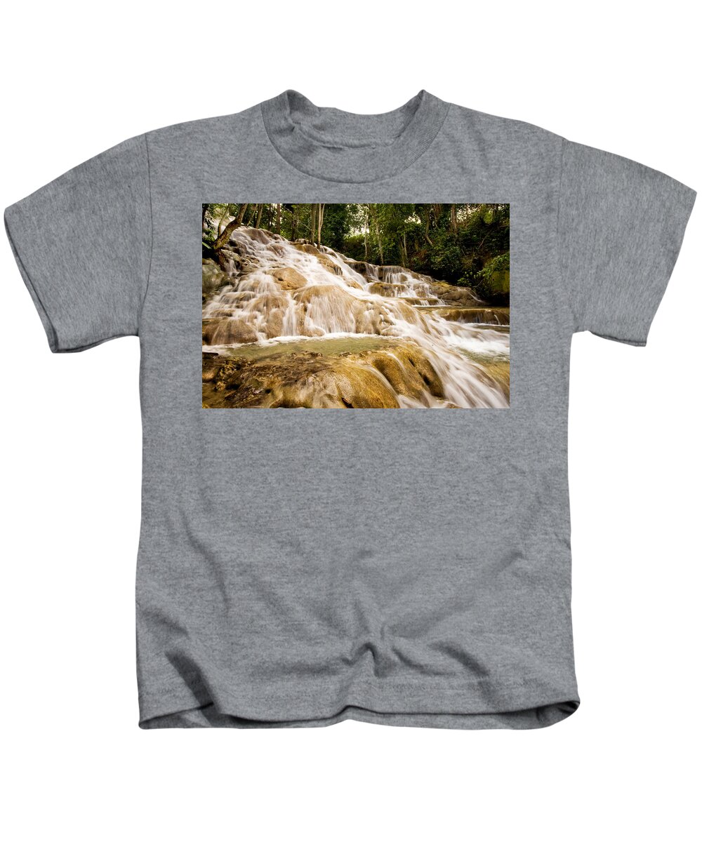  Kids T-Shirt featuring the photograph Dunn's River Falls by Melinda Ledsome