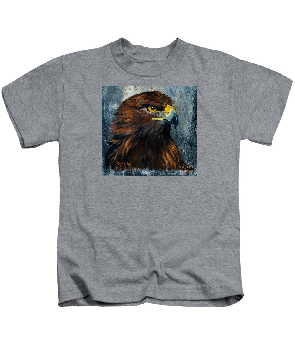 Eagle Kids T-Shirt featuring the painting Eagle by Wendy Ray
