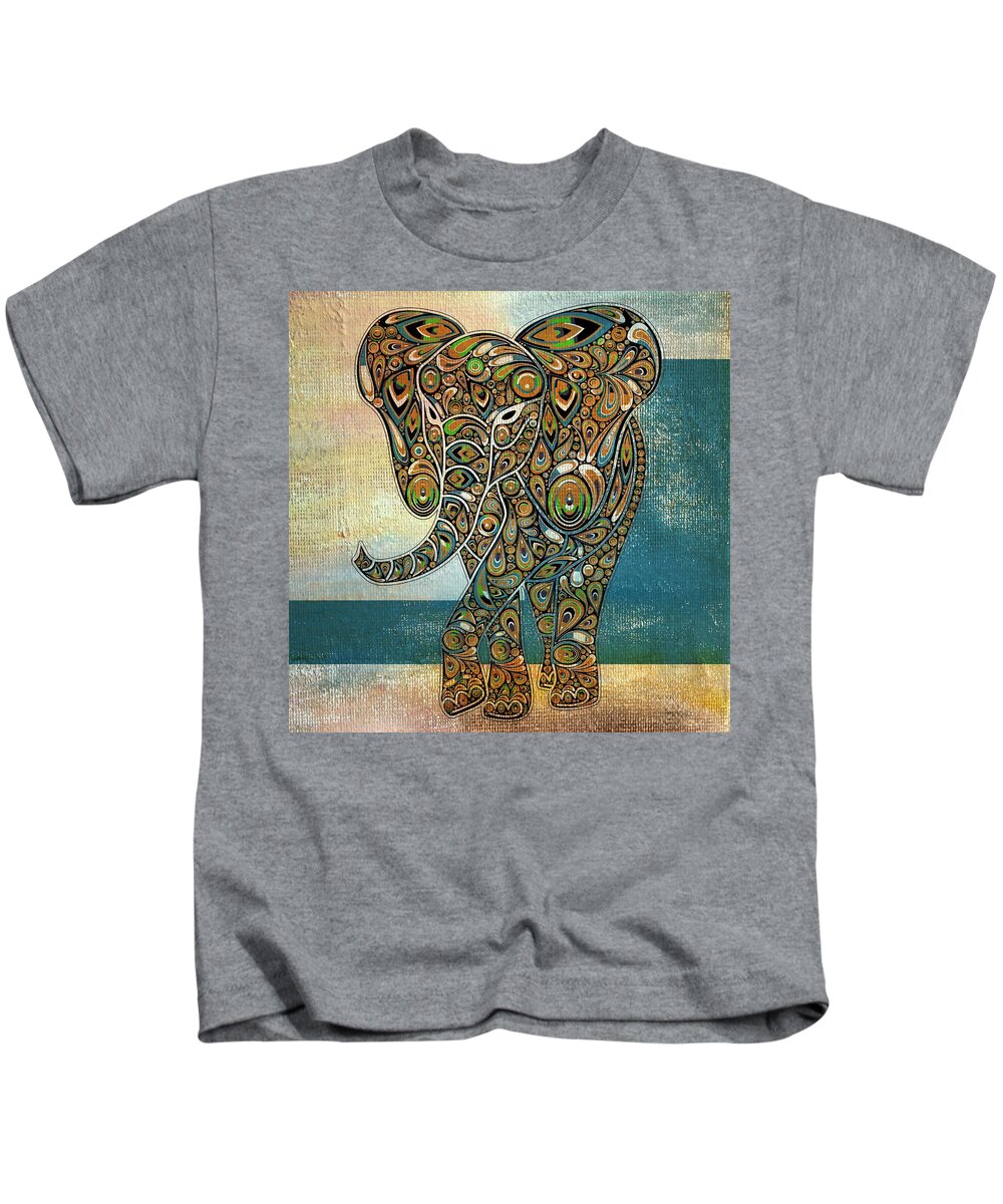 Elephant Kids T-Shirt featuring the digital art Elefantos - 01ac03at03b by Variance Collections