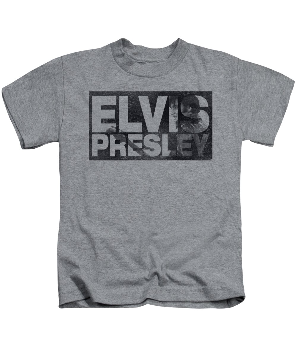  Kids T-Shirt featuring the digital art Elvis - Block Letters by Brand A