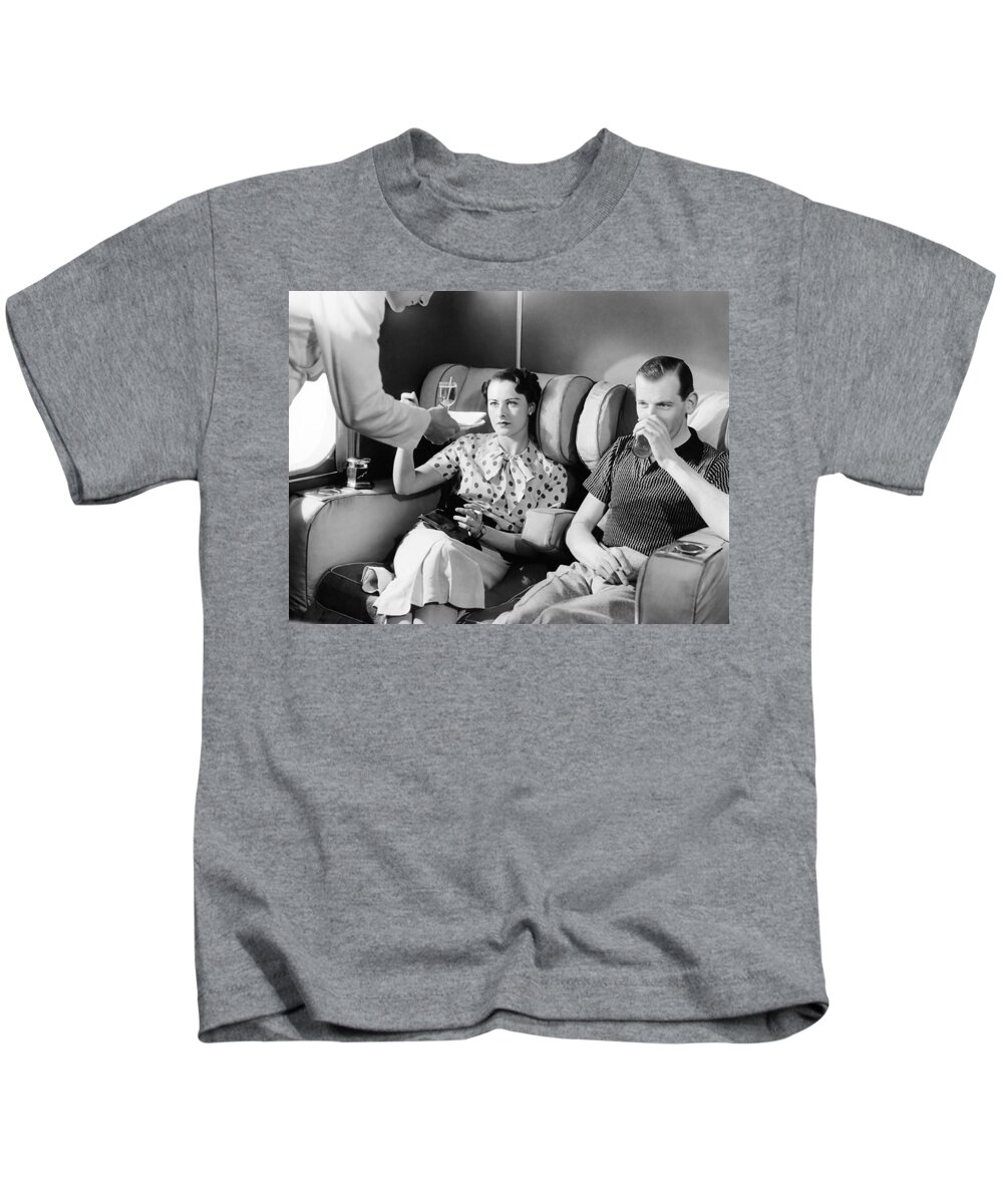 1035-181 Kids T-Shirt featuring the photograph Empire Flying Boat Lounge by Underwood Archives