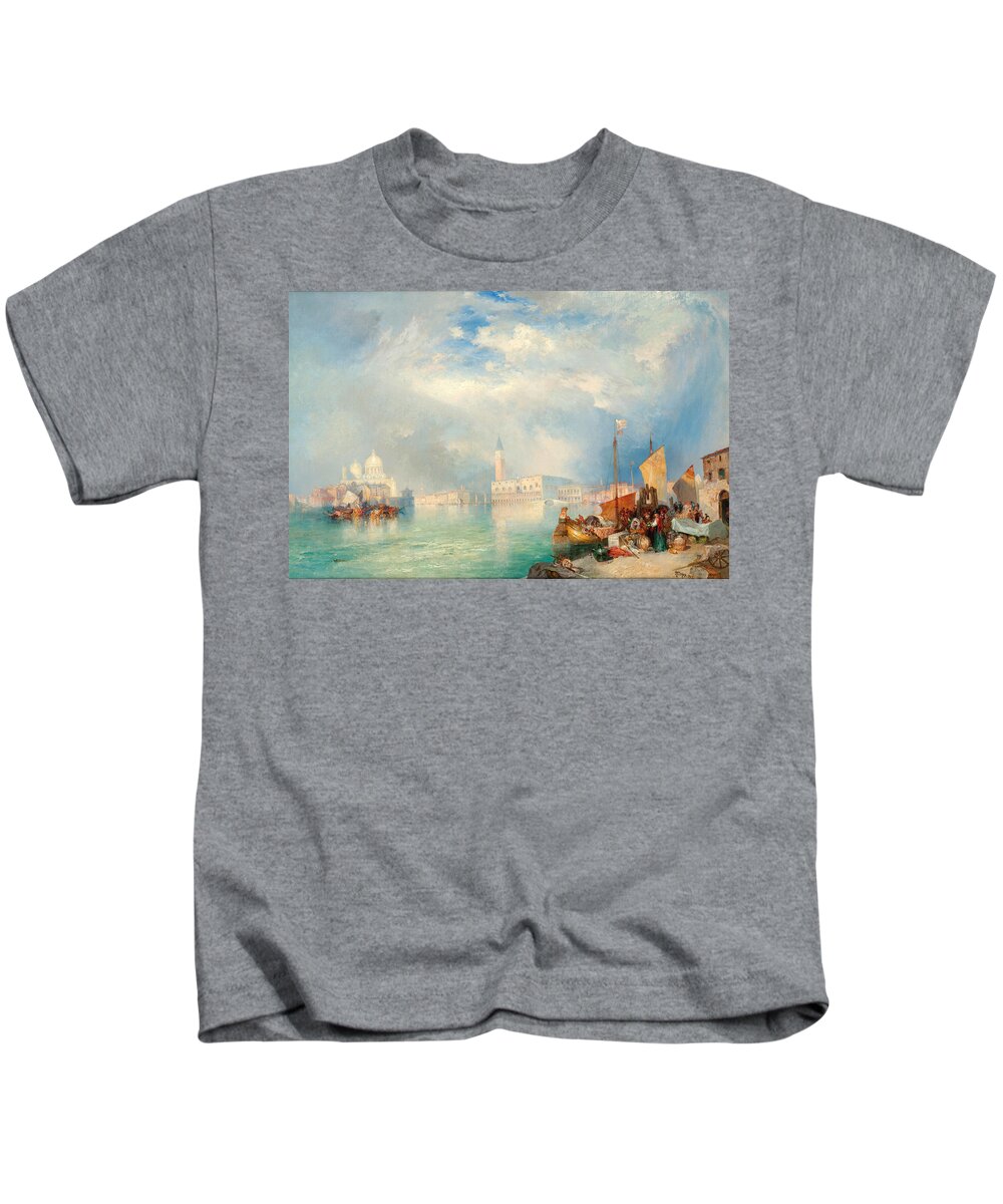 Thomas Moran Kids T-Shirt featuring the painting Entrance to the Grand Canal. Venice by Thomas Moran