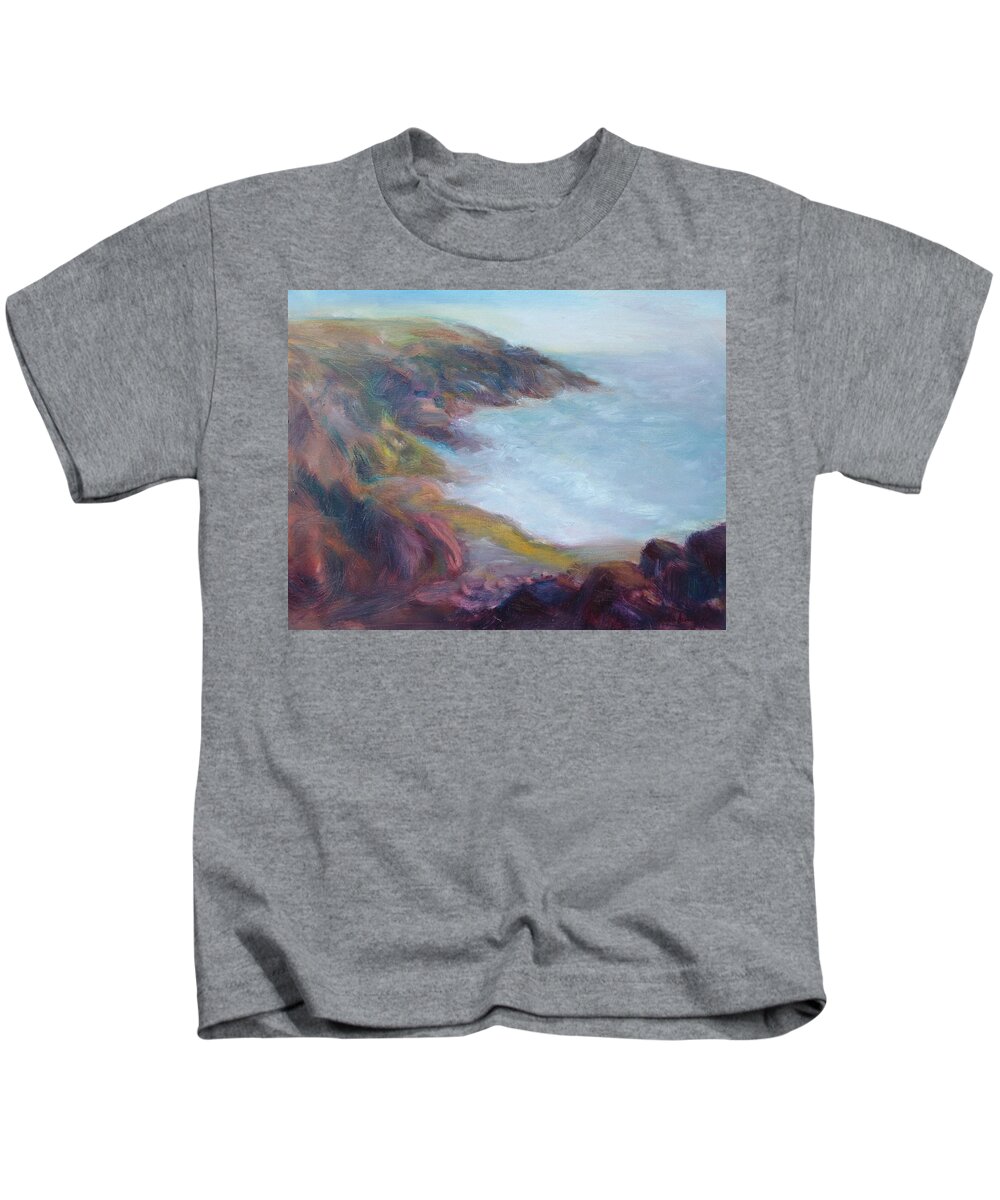 Summer Kids T-Shirt featuring the painting Evening Light on the Oregon Coast - Original Impressionist Oil Painting - Plein Air by Quin Sweetman