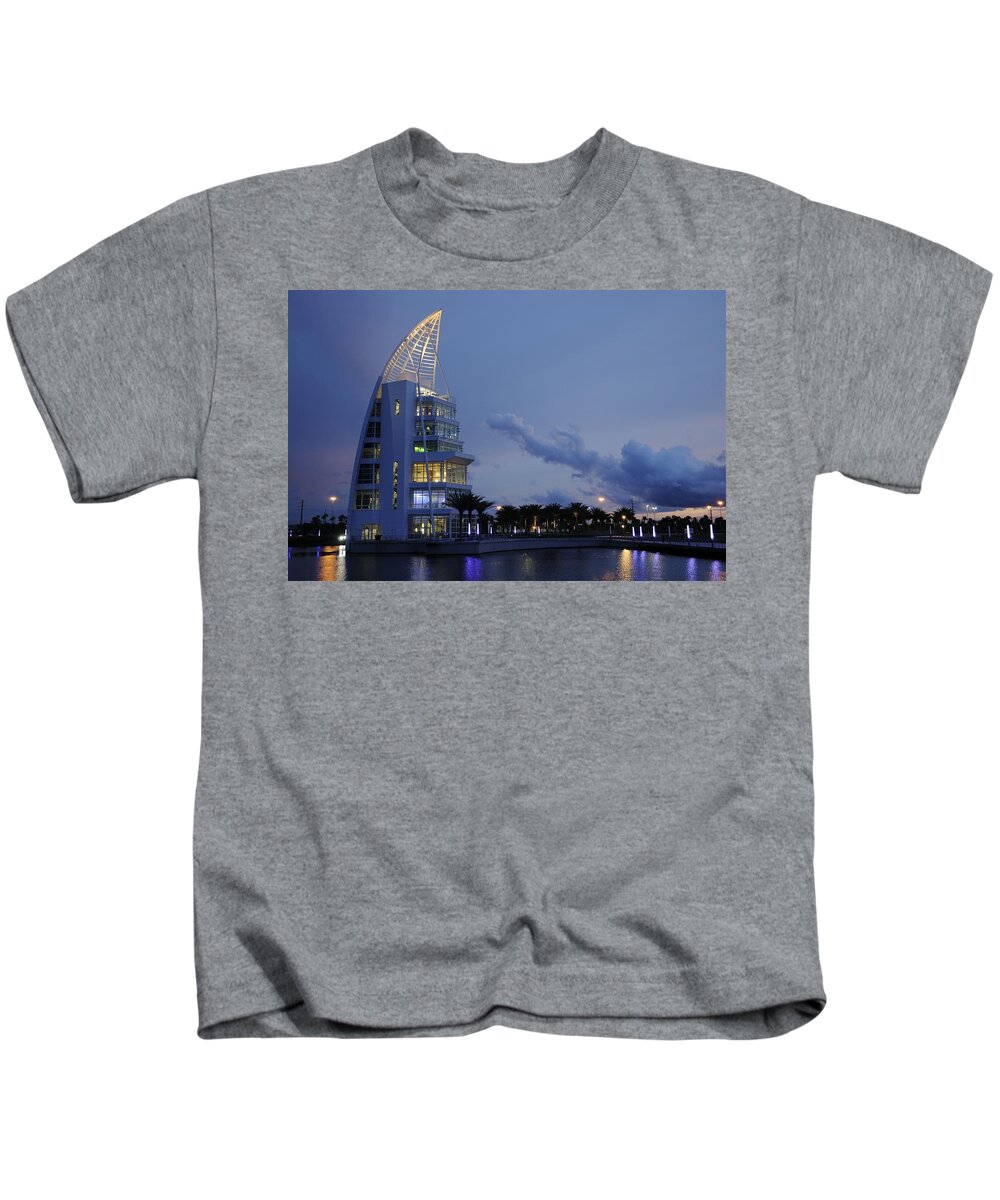 Exploration Tower Kids T-Shirt featuring the photograph Exploration Tower in Evening by Bradford Martin
