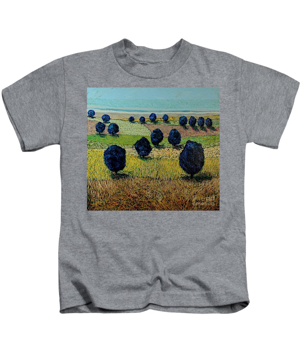Landscape Kids T-Shirt featuring the painting Faraway Field by Allan P Friedlander